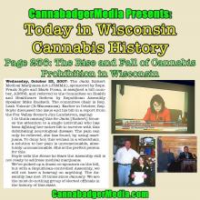 Today in Wisconsin Cannabis History: Page 236: The Rise and Fall of Cannabis Prohibition in Wisconsin: 2007: Jacki Rickert Medical Marijuana Act introduced